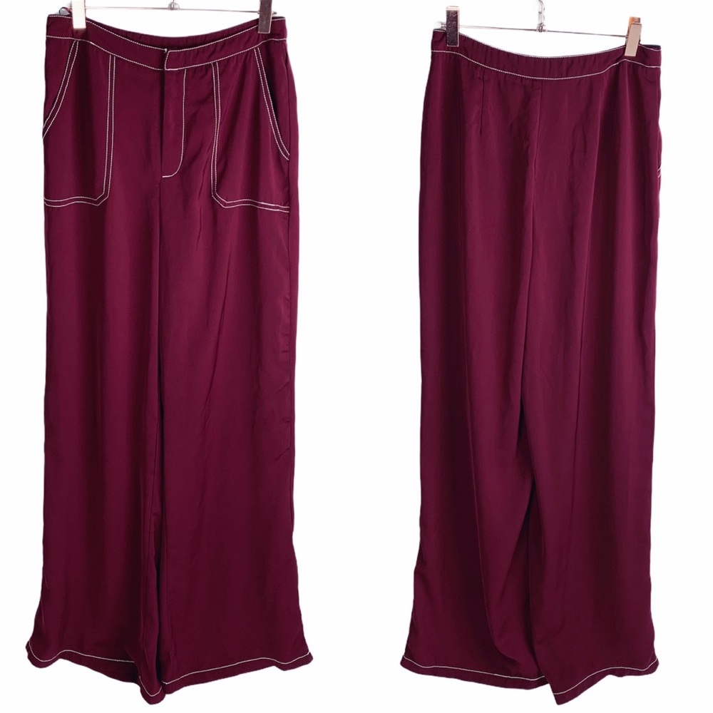 Lulumari High Waisted Wide Leg Pant Maroon